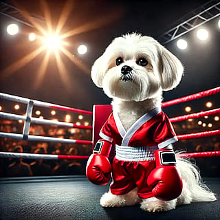 Molly the Maltese believes in YOU! For boxing motivation.'