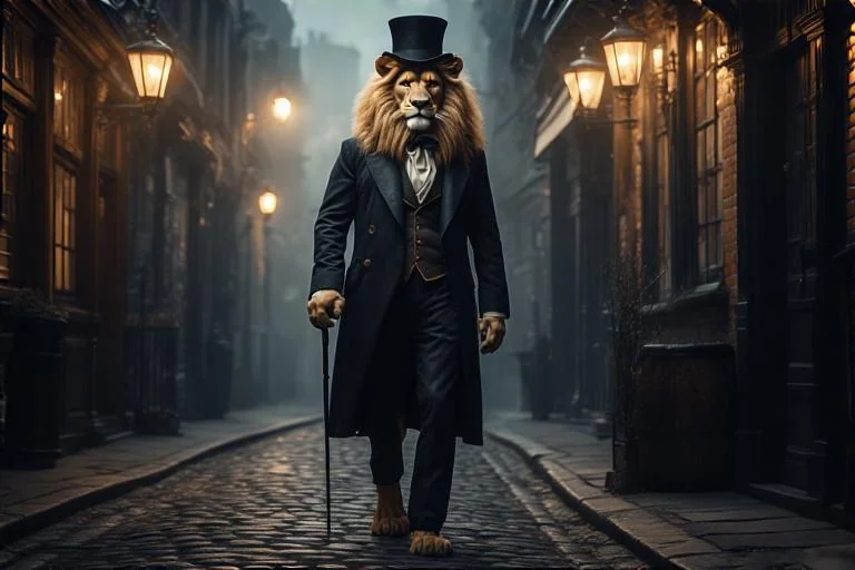 Dandy and dapper Sir Lionel P. Roarington on evening stroll. picture 1 of 1