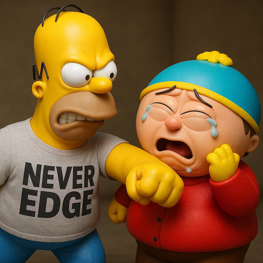 Homer Simpson punching Eric cartman “never edge” picture 1 of 1