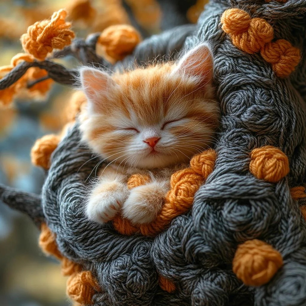Kitten in a yarn tree picture 1 of 1