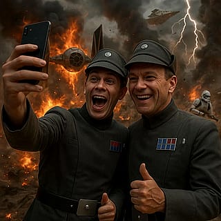 Empire officers taking selfies'