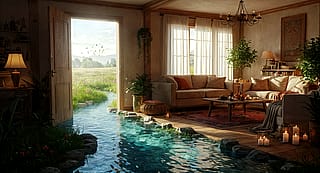 A country house with a stream running through the middle. (2025 Version)'