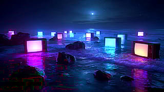 Neon Screens by the Sea'