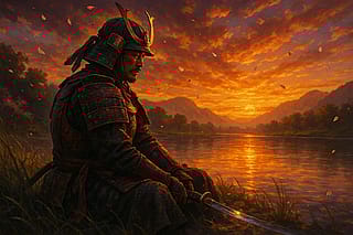 Lonesome Samurai at Sunset'