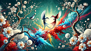 Birds in Cosmic Bloom'