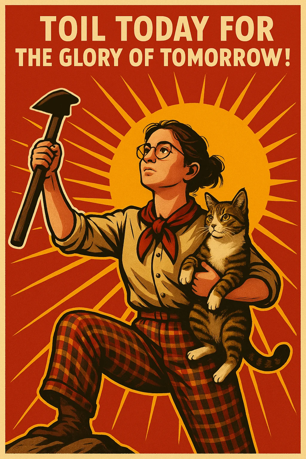 I told Chat about my dream to be in a communist propaganda poster. 2nd is the reference photo.. I LOVE IT picture 2 of 2
