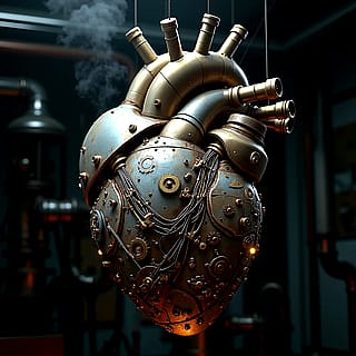 The pulse of innovation beats within steel and gears. A heart reimagined.'