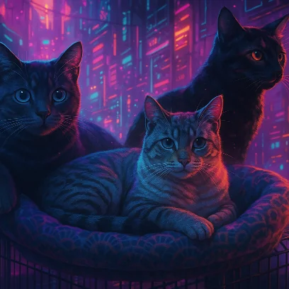 My 3 cats in the cyberpunk world picture 1 of 1