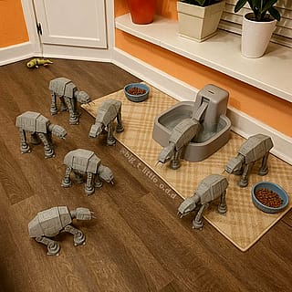 They get so excited in the morning. Just breakfast guys, not an Imperial assault...'