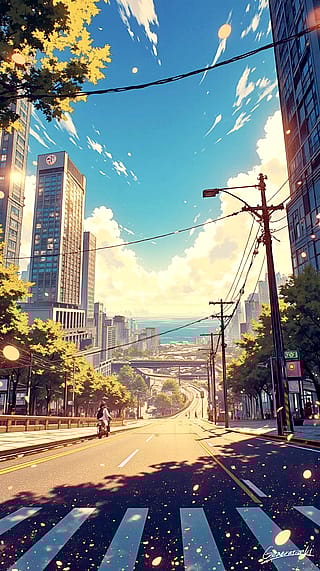Sunlit Summer Street / Phone Wallpaper Archives'