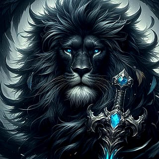 Fantasy lion and sword'