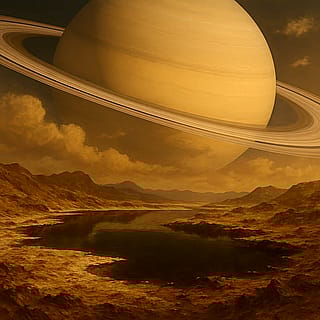 Saturn as viewed from the surface of it's moon titan'