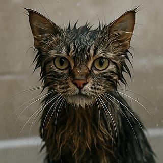 Wet cat.'