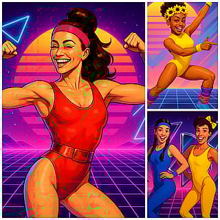 80s Aerobics Caterina, Tsehay, Lucia and Evie'