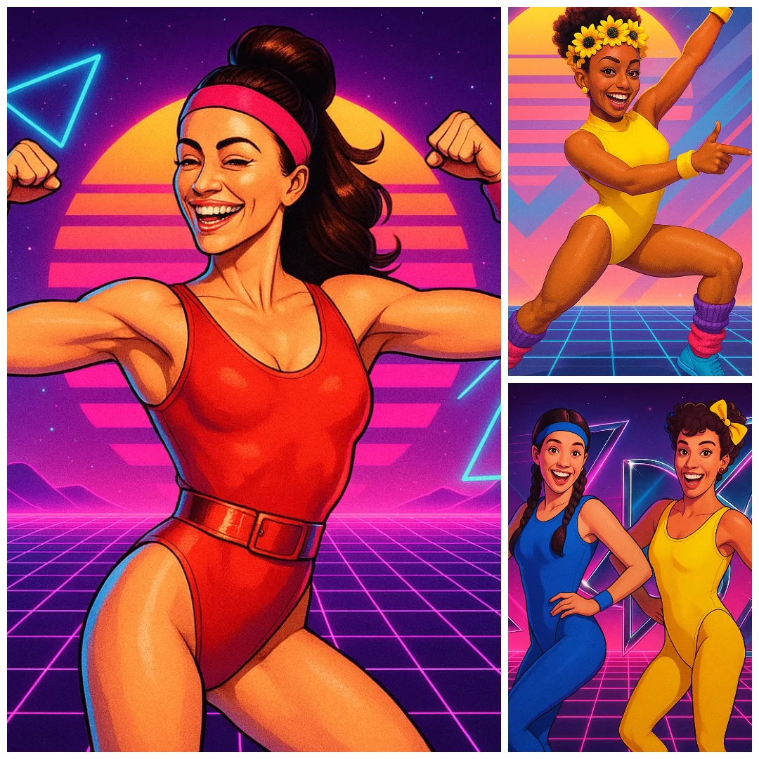 80s Aerobics Caterina, Tsehay, Lucia and Evie picture 1 of 1