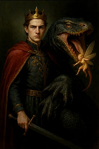 The prince and his water monitor of Darkness'