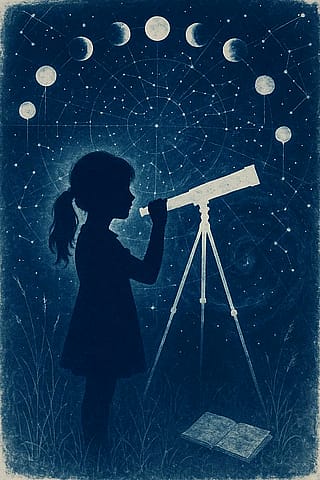 Lunar Silhouettes: Stargazing in Cyanotype'