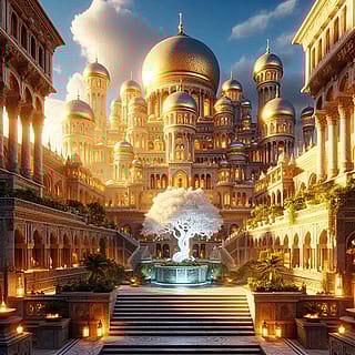A golden Palace in a magical kingdom'