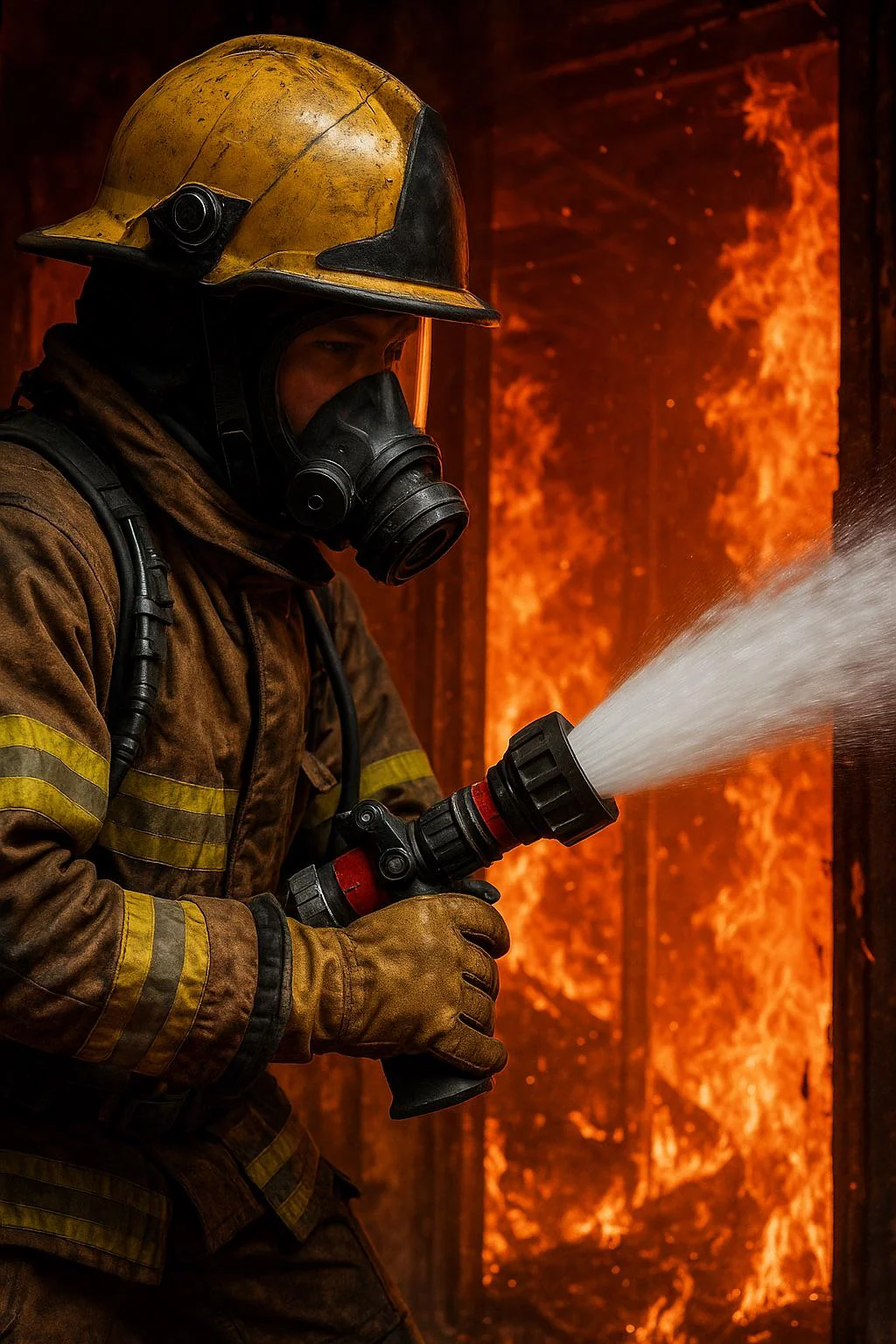 Firefighter fighting fire picture 1 of 1