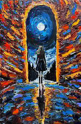 An AI animation made out of my own original acrylic painting. Painting's title: Wild Blue'