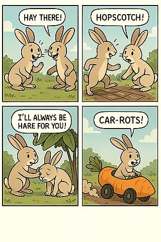 I asked Chatgpt to make a comic based on bunny puns'