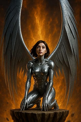 Alita manga cover turned into AI art'