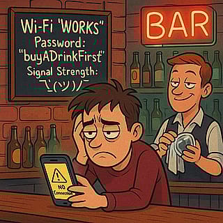At the bar for free wifi'