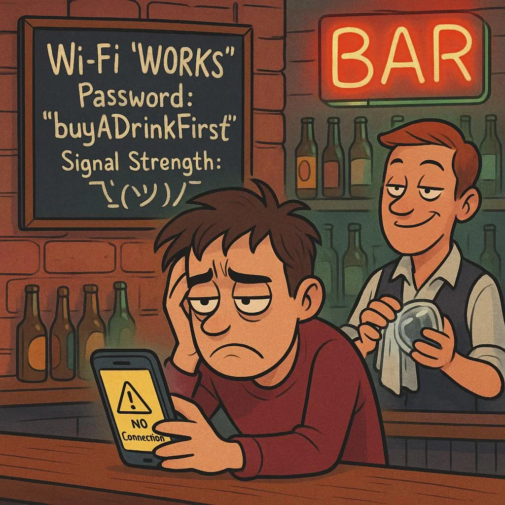 At the bar for free wifi picture 1 of 1