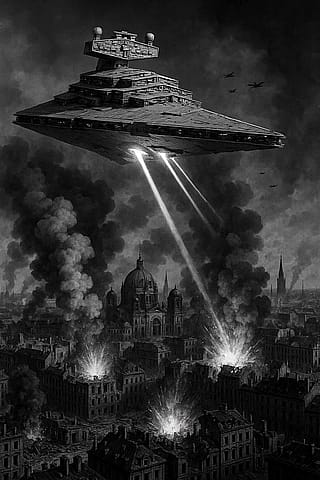 Imperial Star Destroyer bombarding Berlin during WW2'