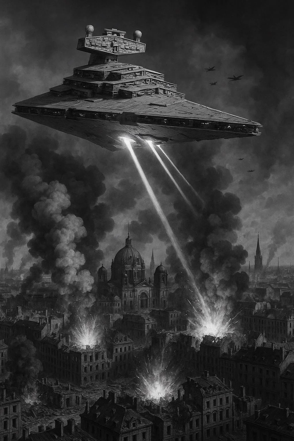 Imperial Star Destroyer bombarding Berlin during WW2 picture 1 of 1