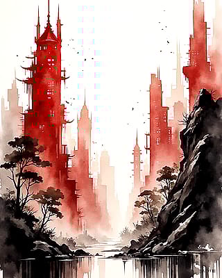 Ink on rice paper'