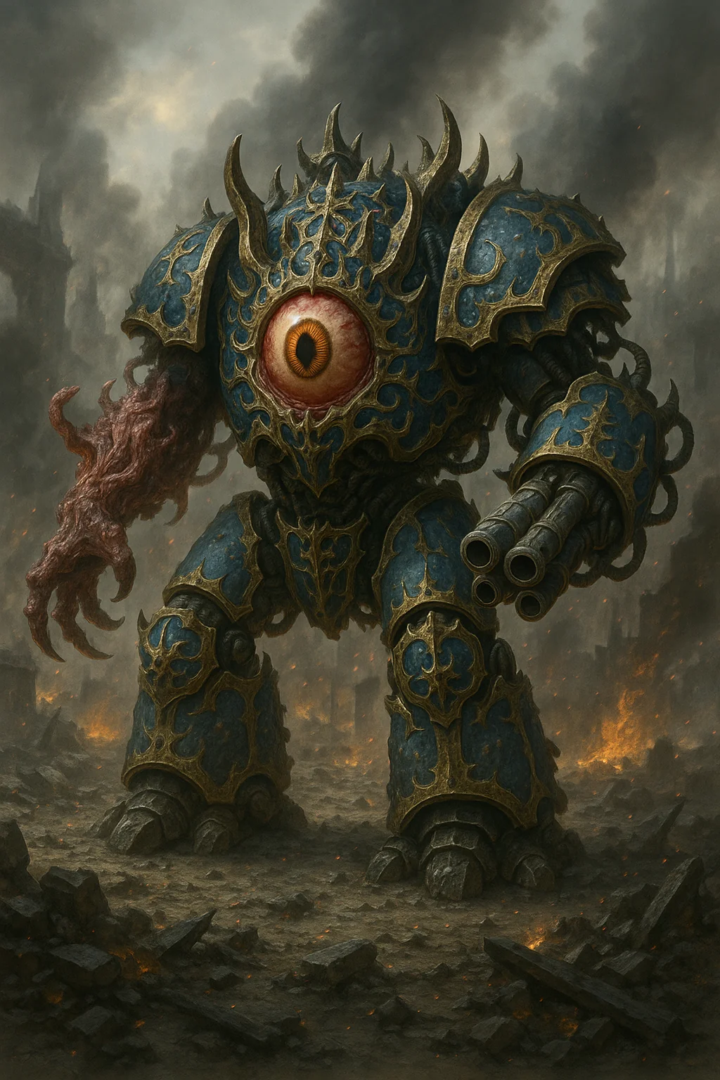 Thousand sons helbrute and sorcerer made with chatgpt (Warhammer 40k) picture 2 of 2