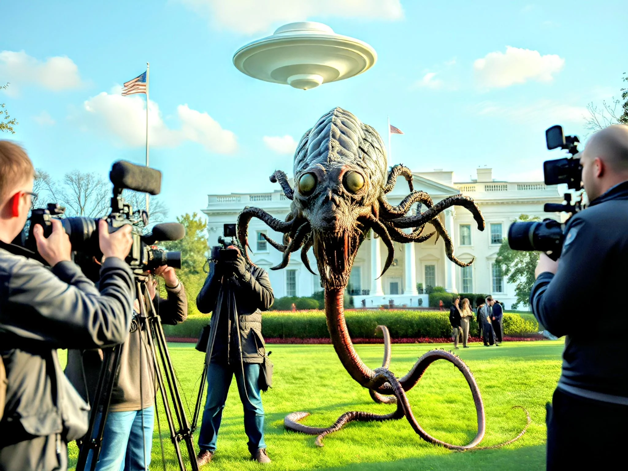 Would you still want Aliens to land on the white house lawn if they were peaceful but looked freakishly terrifying? picture 1 of 1