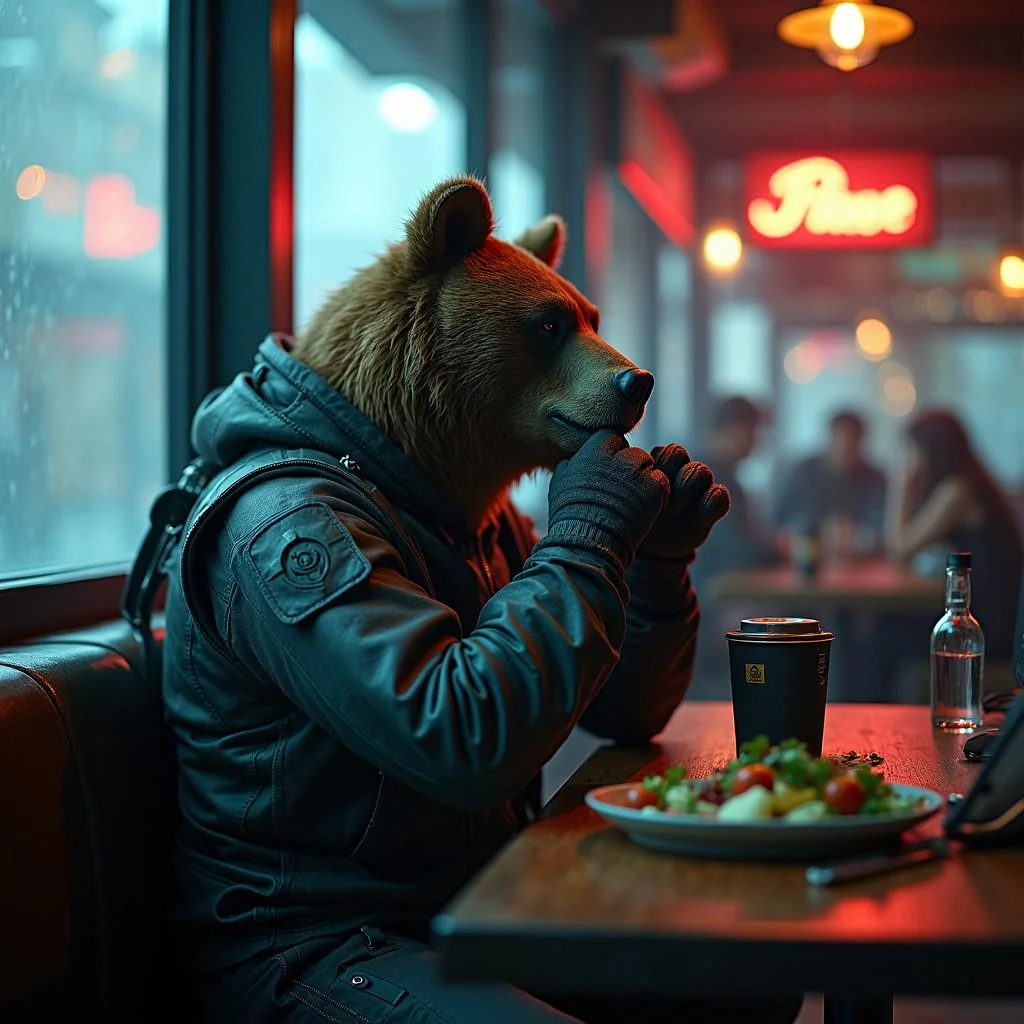 Cyberpunk Bear Eating Lunch picture 1 of 1