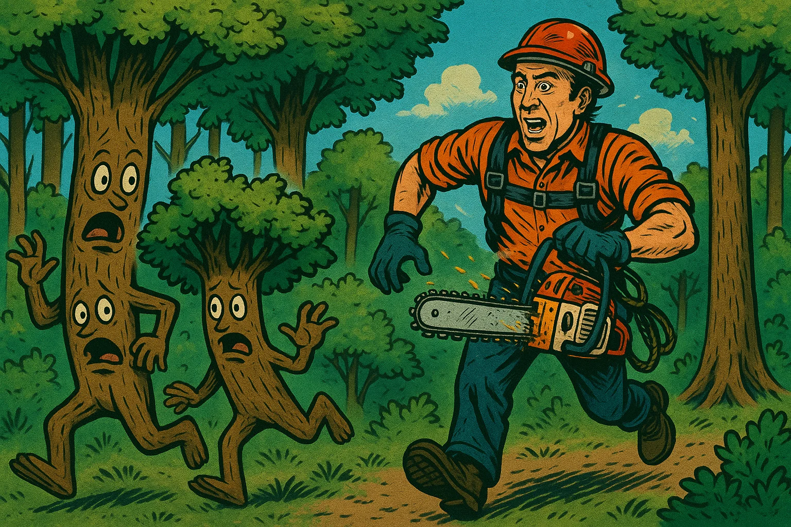 For some reason chat gpt got a little Nick Cage fever when I was trying to generate a tree surgeon graphic. picture 1 of 2
