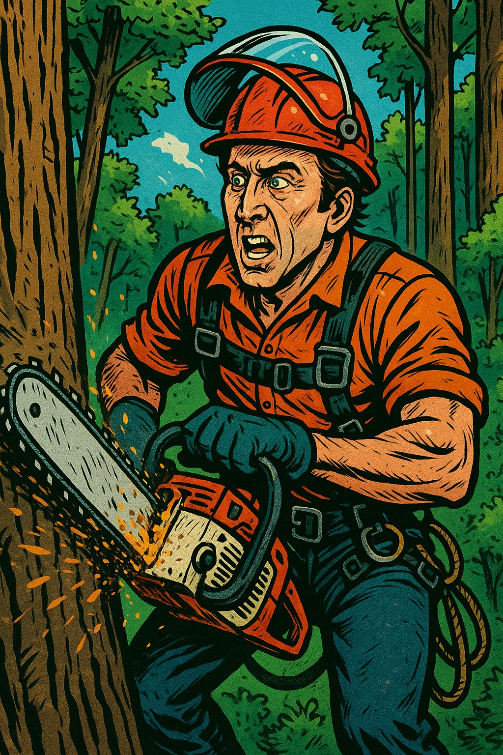 For some reason chat gpt got a little Nick Cage fever when I was trying to generate a tree surgeon graphic. picture 2 of 2