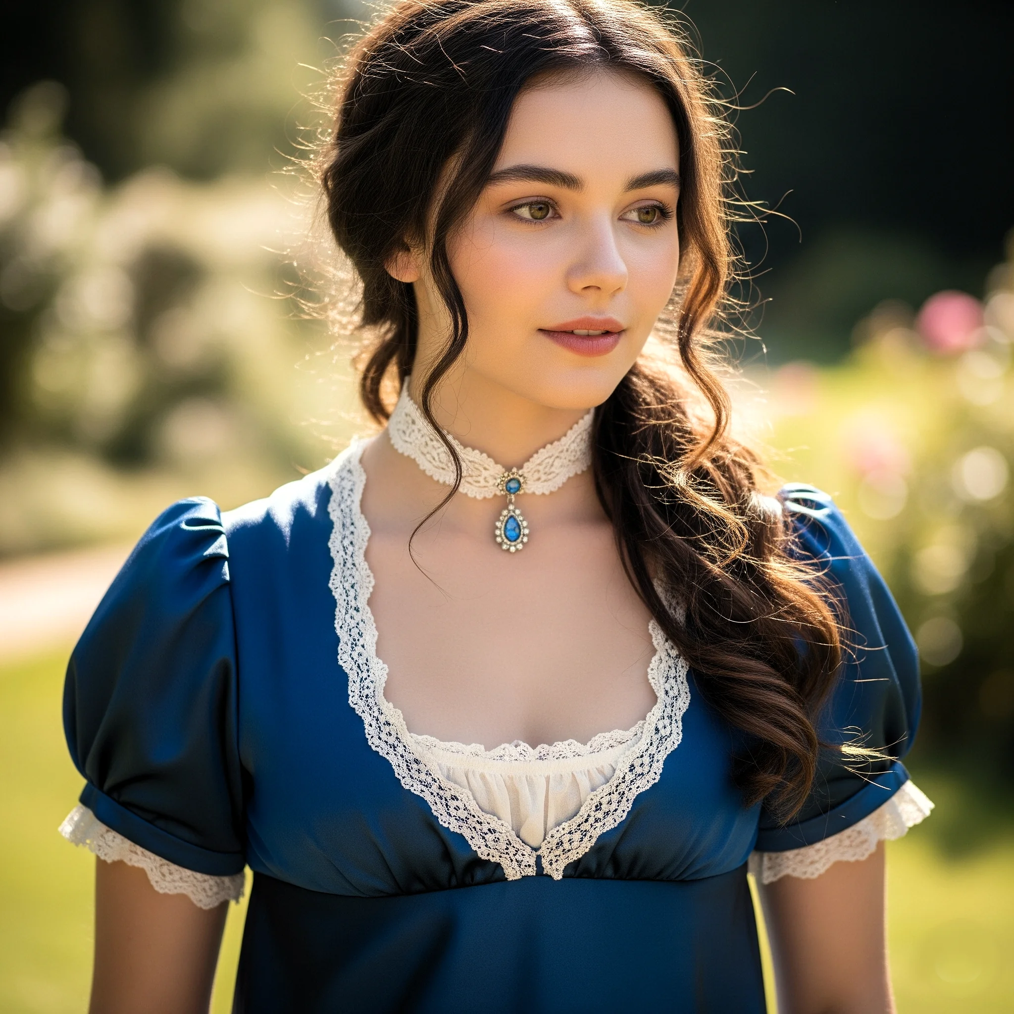 English Woman in Blue Satin Regency Dress - 1809 (3 images) picture 3 of 3