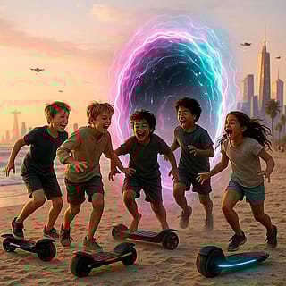 Kids in the year 3000 opening up a portal on the beach as a joke'