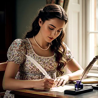 Young English Woman Writing a Novel - Bath, Somerset, UK 1797'