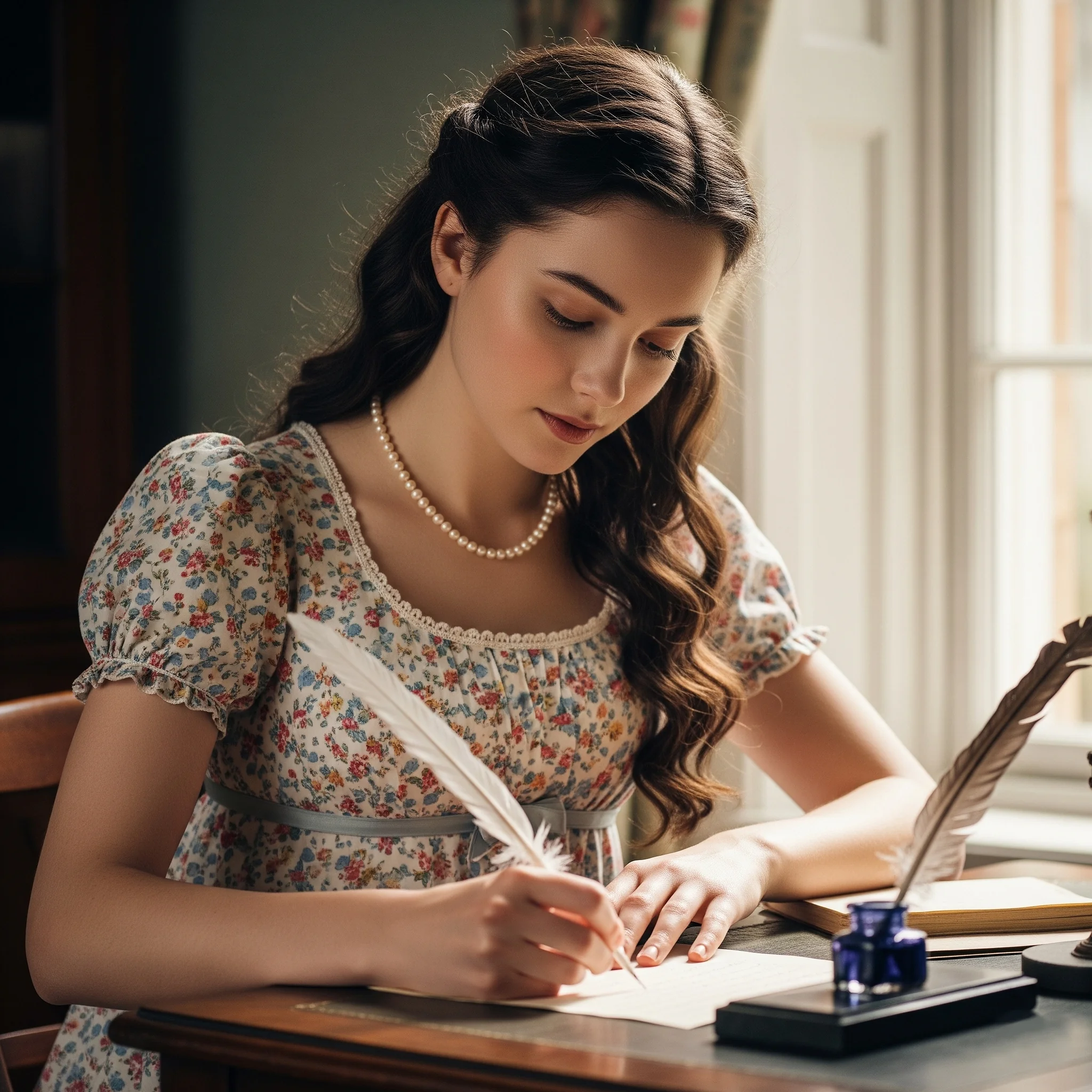 Young English Woman Writing a Novel - Bath, Somerset, UK 1797 picture 1 of 1
