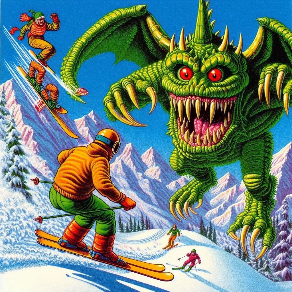 If you hit a ramp just right before you see the monster in Skifree, you will knock his head off and then advance to the next level where everything is green. picture 3 of 4