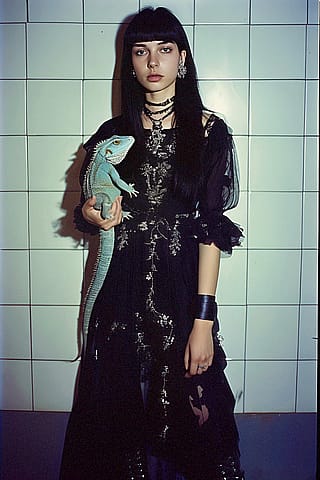 A Goth Girl With A Lizard'