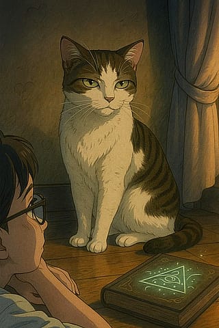 My Cat Trixie and my Son'