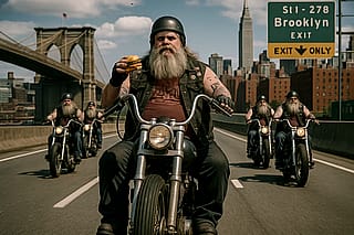 Five bikers on their way to the meeting of the Byeahs'