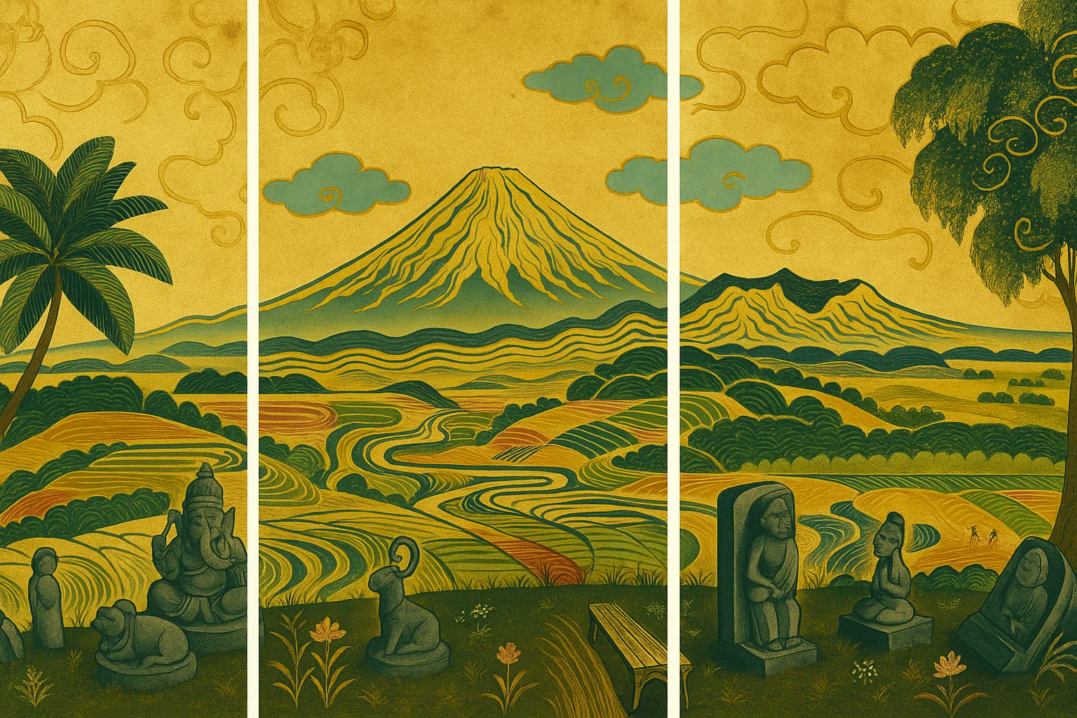 Stylized Serenity: A Homage to Japanese Screen Painting picture 1 of 1