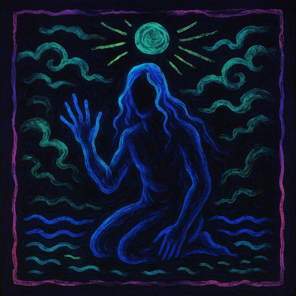 Prompt: "Blacklight Chinese ink painting in the style of Keith Haring of something mysterious and ethereal" picture 6 of 20