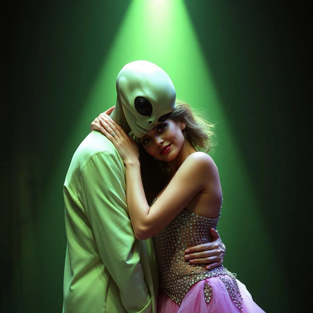 Dancer girl hugging alien picture 1 of 1