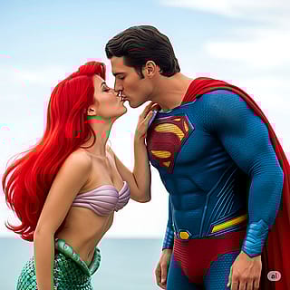 The Little Mermaid and Superman falling in Love'
