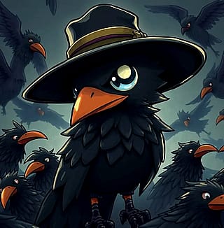 Crows with hats'