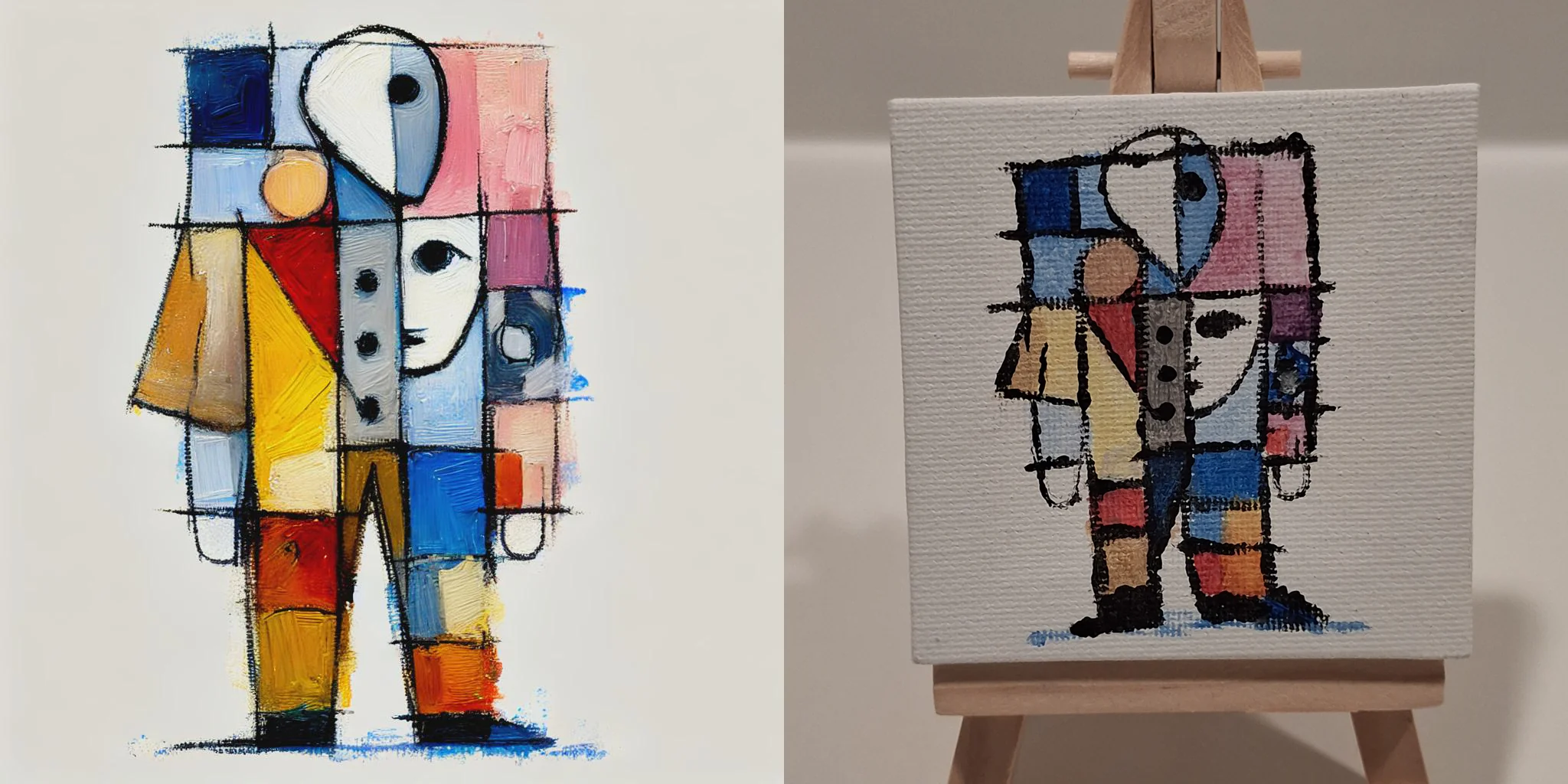 I tried to paint an image I generated with ChatGPT last year (left) on a tiny canvas (right). picture 1 of 1